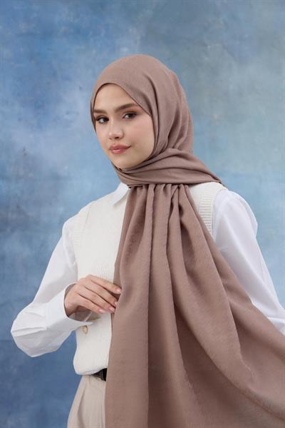 Kaz Ayağı Desen Pamuk Jakar Şal Sütlü Kahve 8011-20