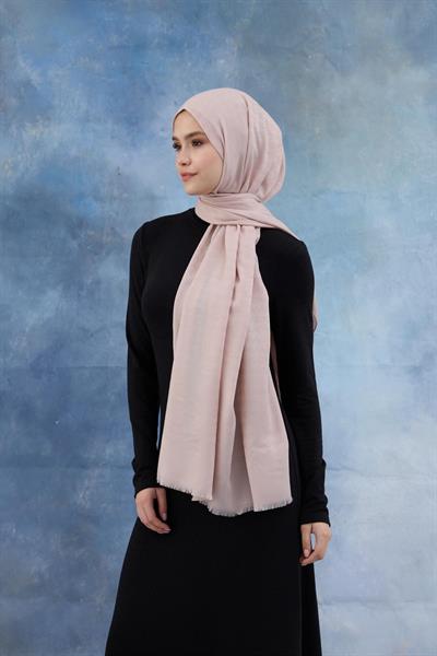 Kaz Ayağı Desen Pamuk Jakar Şal Toz Pembe 8011-21