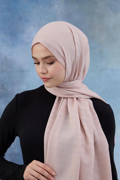 Kaz Ayağı Desen Pamuk Jakar Şal Toz Pembe 8011-21