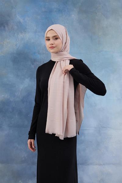 Kaz Ayağı Desen Pamuk Jakar Şal Toz Pembe 8011-21