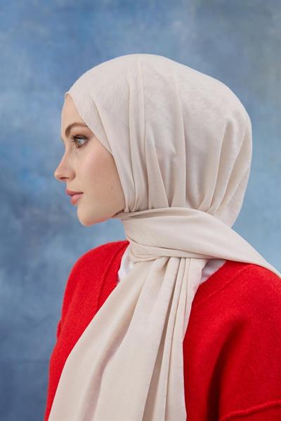 Kaz Ayağı Desen Pamuk Jakar Şal Uçuk Pembe 8011-22