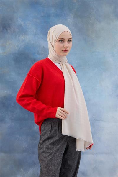 Kaz Ayağı Desen Pamuk Jakar Şal Uçuk Pembe 8011-22