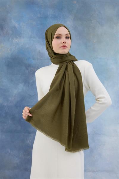 Kaz Ayağı Desen Pamuk Jakar Şal Yeşil 8011-08