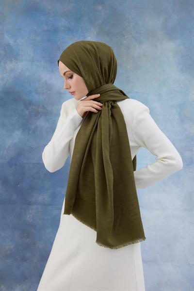 Kaz Ayağı Desen Pamuk Jakar Şal Yeşil 8011-08