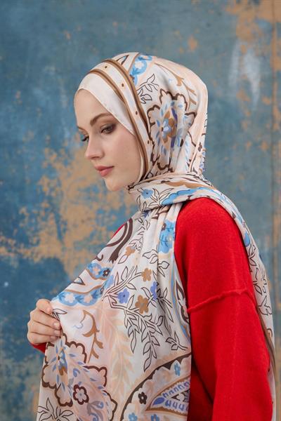 Krem Hint Vual Şal -  5004-12