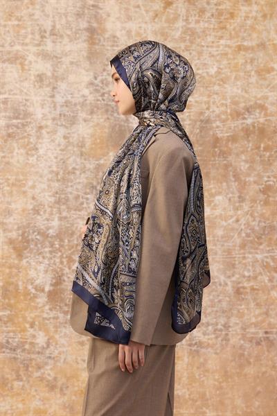 Lacivert Hint Vual Şal -  5003-07