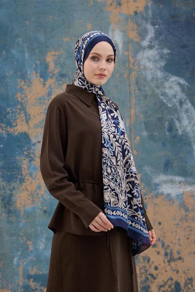 Lacivert Hint Vual Şal -  5004-02