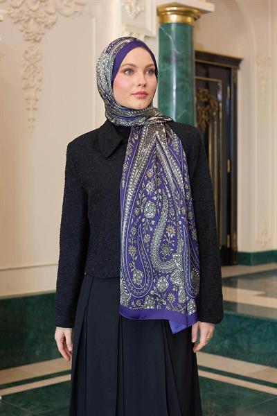 Lacivert Hint Vual Şal -  5009-06
