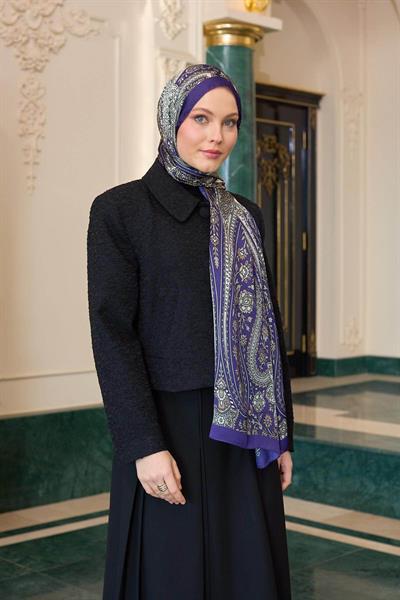 Lacivert Hint Vual Şal -  5009-06