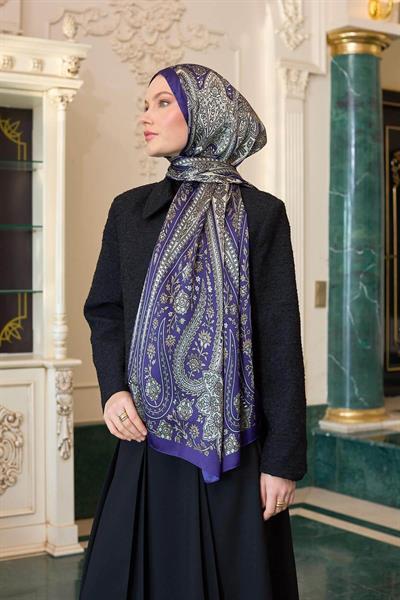 Lacivert Hint Vual Şal -  5009-06