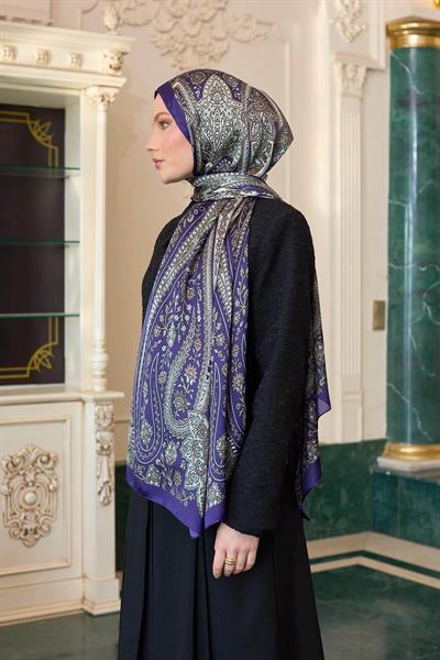Lacivert Hint Vual Şal -  5009-06