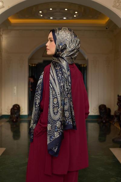 Lacivert Hint Vual Şal -  5009-12