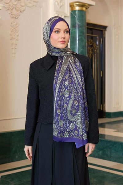 Lacivert Hint Vual Şal - 5009-06