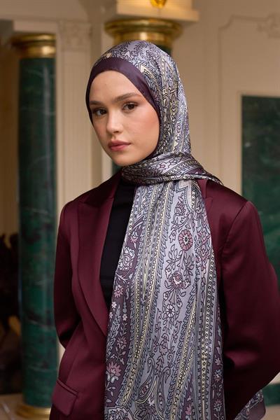 Lavanta Gri Hint Vual Şal -  5009-24