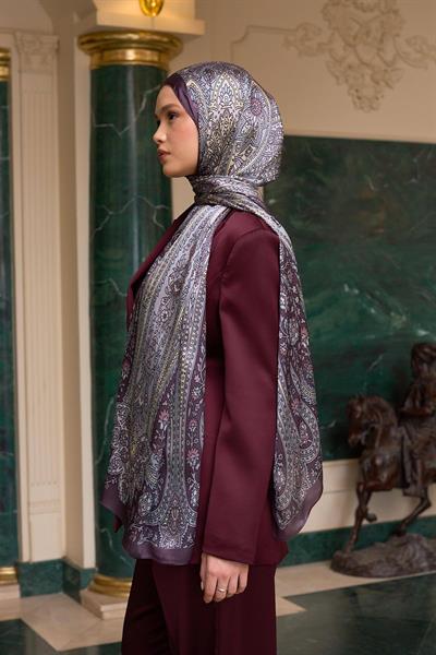 Lavanta Gri Hint Vual Şal -  5009-24