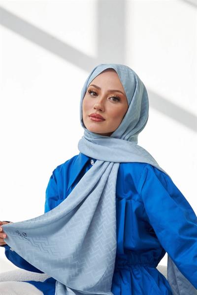 Lego Desen İpeksi Jakar Şal Buz Mavi 9004-08