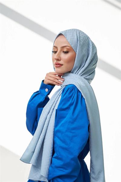 Lego Desen İpeksi Jakar Şal Buz Mavi 9004-08