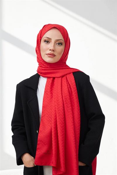 Lego Desen İpeksi Jakar Şal Kırmızı 9004-16