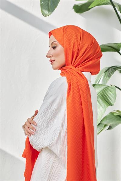 Lego Desen İpeksi Jakar Şal Turuncu 9004-23