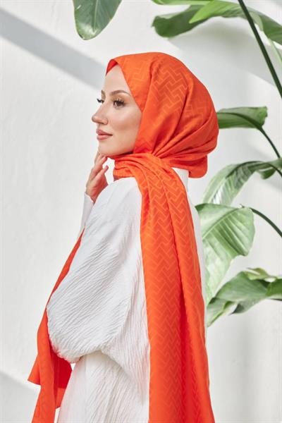 Lego Desen İpeksi Jakar Şal Turuncu 9004-23