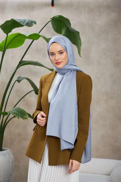 Line Leola Desen İpeksi Jakar Şal Lavanta Gri 9009-24