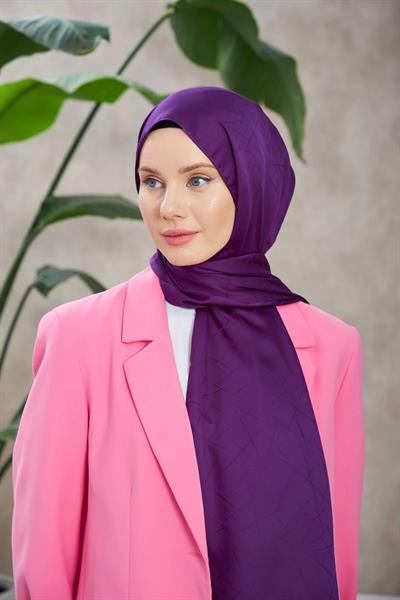 Line Leola Desen İpeksi Jakar Şal Mürdüm 9009-16