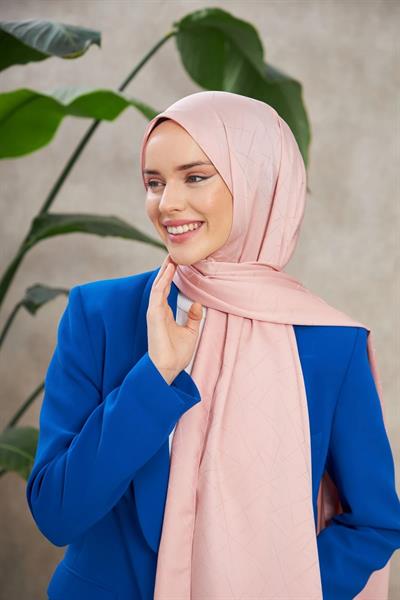 Line Leola Desen İpeksi Jakar Şal Pudra 9009-22