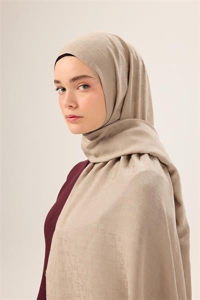 Pamuk Polyester Liva Şal Koyu Bej Kaymaz Tok Duruşlu 90x200