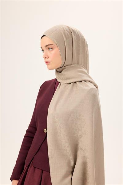 Pamuk Polyester Liva Şal Koyu Bej Kaymaz Tok Duruşlu 90x200
