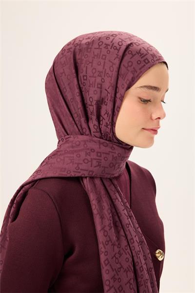 Pamuk Polyester Liva Şal Mürdüm Nefes Alan Dokulu 90x200