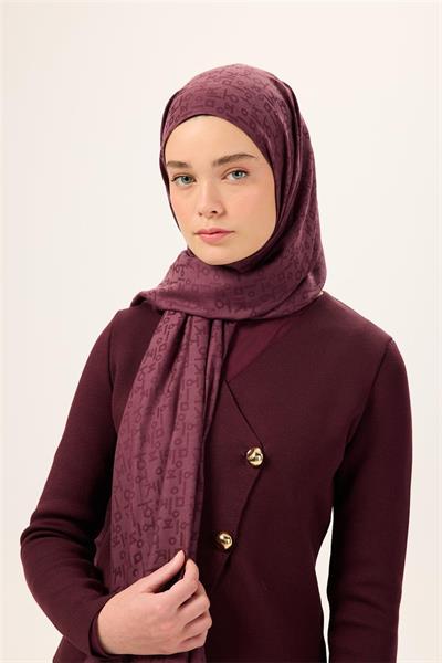 Pamuk Polyester Liva Şal Mürdüm Nefes Alan Dokulu 90x200