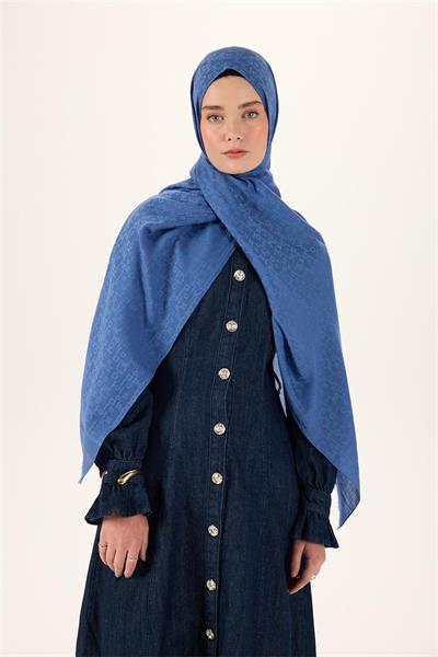 Pamuk Polyester Liva Şal İndigo Nefes Alan Dokulu 90x200