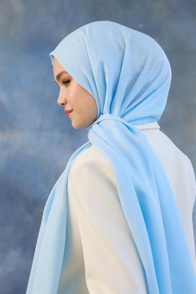 Logo Desen Pamuk Jakar Şal Bebe Mavisi 8008-03