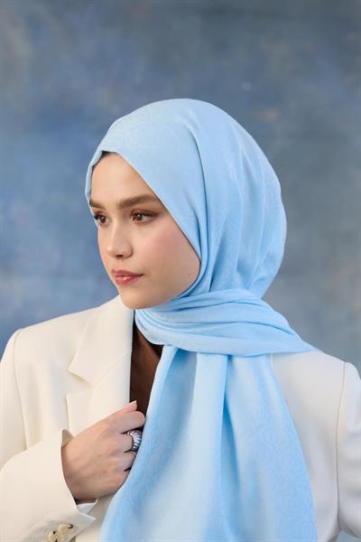 Logo Desen Pamuk Jakar Şal Bebe Mavisi 8008-03