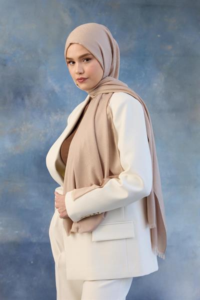 Logo Desen Pamuk Jakar Şal Bej 8008-27