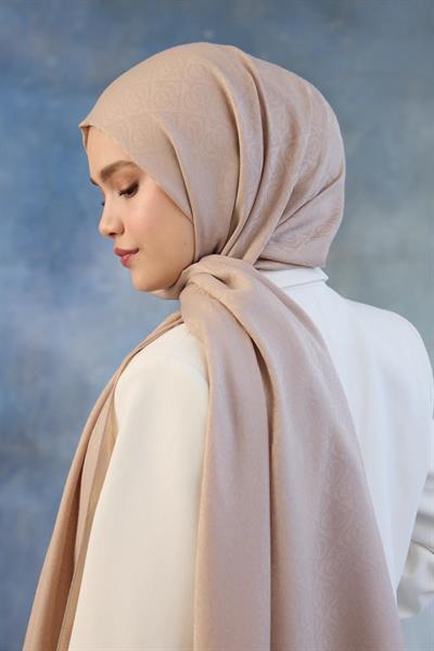 Logo Desen Pamuk Jakar Şal Bej 8008-27