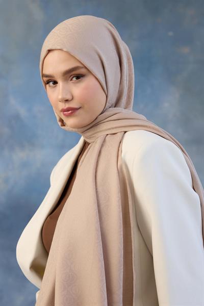 Logo Desen Pamuk Jakar Şal Bej 8008-27