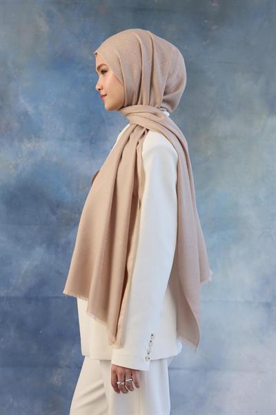 Logo Desen Pamuk Jakar Şal Bej 8008-27