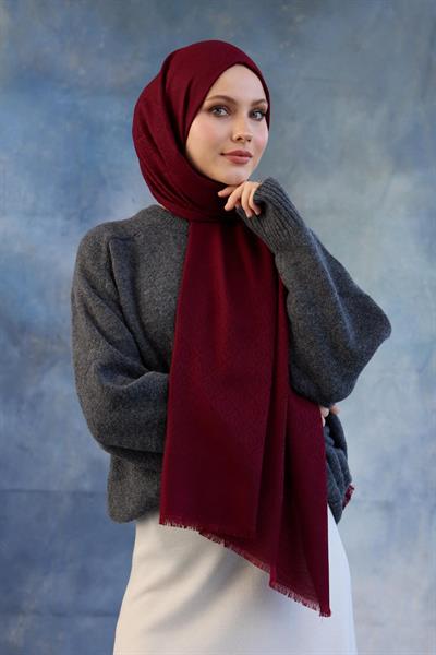 Logo Desen Pamuk Jakar Şal Bordo 8008-02