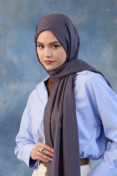 Logo Desen Pamuk Jakar Şal Füme 8008-05