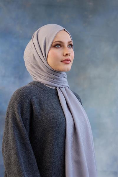 Logo Desen Pamuk Jakar Şal Gri 8008-09