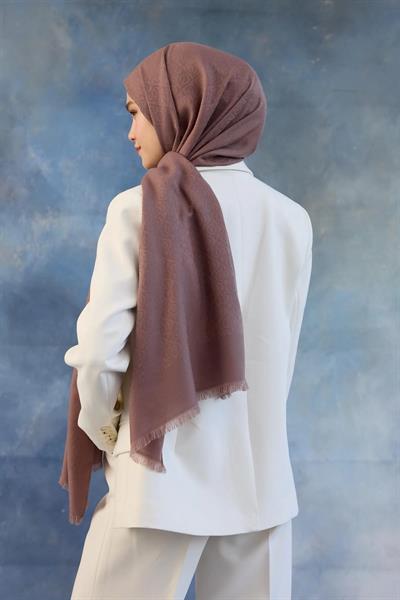 Logo Desen Pamuk Jakar Şal Gül Kurusu 8008-01