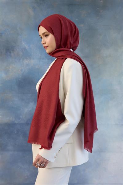 Logo Desen Pamuk Jakar Şal Kırmızı 8008-15