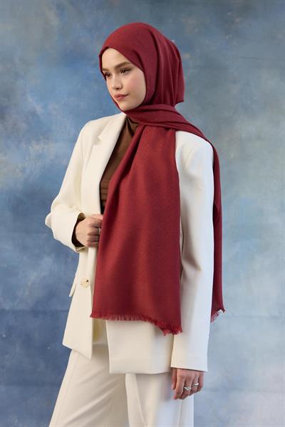 Logo Desen Pamuk Jakar Şal Kırmızı 8008-15