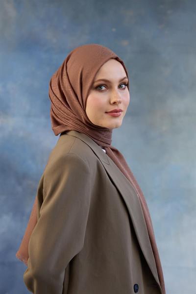 Logo Desen Pamuk Jakar Şal Koyu Gül Kurusu 8008-19