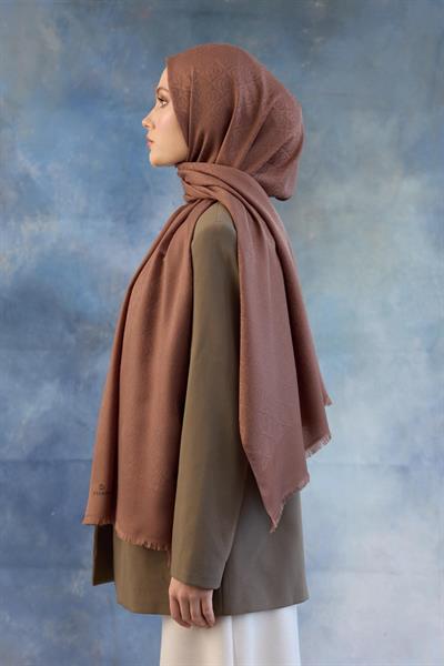 Logo Desen Pamuk Jakar Şal Koyu Gül Kurusu 8008-19