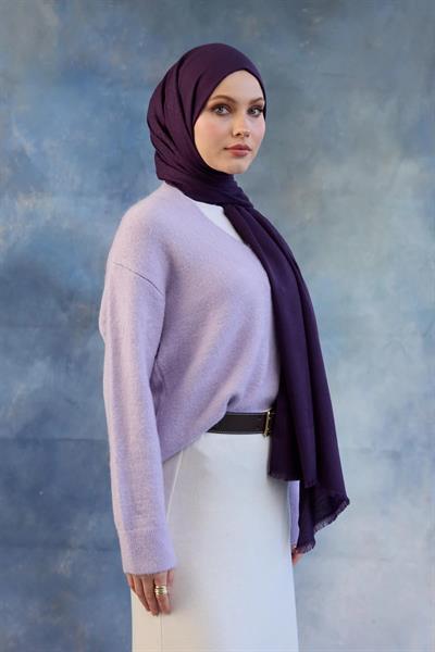 Logo Desen Pamuk Jakar Şal Mor 8008-13
