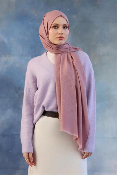 Logo Desen Pamuk Jakar Şal Pembe 8008-17