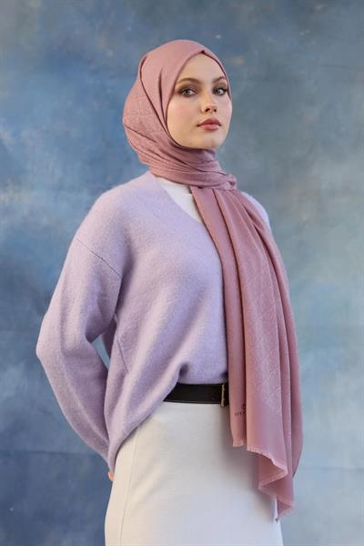 Logo Desen Pamuk Jakar Şal Pembe 8008-17