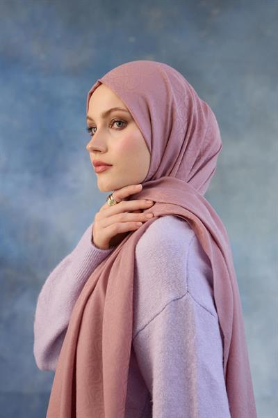 Logo Desen Pamuk Jakar Şal Pembe 8008-17